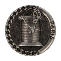 -Knoop metaal klosje/schaar donker nickel (5658/24)* - Knoop metaal klosje/schaar donker nickel (5658/24)*