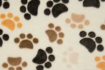 -Fleece stof - jacquard dog feet - ecru/bruin - 4007-524 - Fleece stof - jacquard dog feet - ecru/bruin - 4007-524