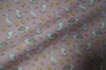 -Katoen stof - eenden en katten - roze - 15786-014 - Katoen stof - eenden en katten - roze - 15786-014
