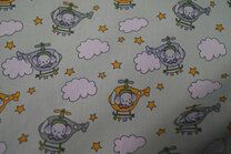 -Katoen stof - olifant in helicopter - mint - 15791-021 - Katoen stof - olifant in helicopter - mint - 15791-021