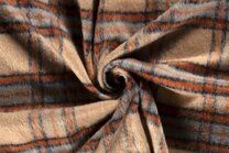 -Polyester stof - heavy knit geruit - beige - 18042-053 - Polyester stof - heavy knit geruit - beige - 18042-053