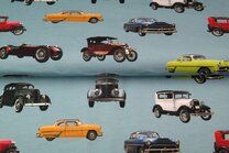 -Tricot stof - french terry digitaal oldtimers - blauw - 20406-09 - Tricot stof - french terry digitaal oldtimers - blauw - 20406-09