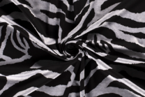 -Tricot stof - bedrukt zebraprint - zwart grijs - 18105-069 - Tricot stof - bedrukt zebraprint - zwart grijs - 18105-069