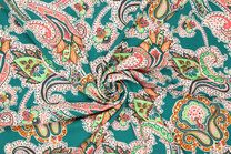 -Viscose stof - poplin paisley - groen - 19770-307 - Viscose stof - poplin paisley - groen - 19770-307