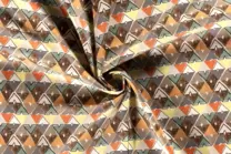 -Katoen stof - satin bedrukt abstract - beige - 19125-052 - Katoen stof - satin bedrukt abstract - beige - 19125-052