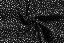 -Viscose stof - bedrukt borken crepe bloemen - zwart - 19094-069 - Viscose stof - bedrukt borken crepe bloemen - zwart - 19094-069