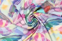 -Viscose stof - digitaal paint bladeren - blauw groen roze - 19831-660 - Viscose stof - digitaal paint bladeren - blauw groen roze - 19831-660