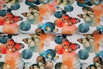 -Tricot stof - digitaal fantasie ballen en vlinders - wit multi - 21902-02 - Tricot stof - digitaal fantasie ballen en vlinders - wit multi - 21902-02