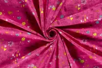 -Tricot stof - bedrukt meisjes - fuchsia - 19633-017 - Tricot stof - bedrukt meisjes - fuchsia - 19633-017
