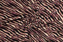 -Tricot stof - zebraprint - zwart bruin roze - 340158-21 - Tricot stof - zebraprint - zwart bruin roze - 340158-21
