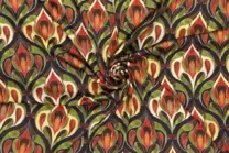 -Satijn stof - stretch satijn - abstract retro - groen - 20117-315 - Satijn stof - stretch satijn - abstract retro - groen - 20117-315