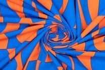 -Katoen stof - Mies&Moos - abstract - blauw/oranje - 410102-30 - Katoen stof - Mies&Moos - abstract - blauw/oranje - 410102-30