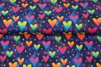-Tricot stof - French Terry - digitaal hartjes - blauw - 22513-15 - Tricot stof - French Terry - digitaal hartjes - blauw - 22513-15