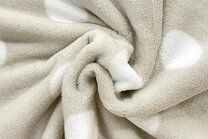 -Fleece stof - ultra soft - stippen - beige/licht grijs - B306 - Fleece stof - ultra soft - stippen - beige/licht grijs - B306