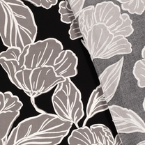 Viscose stof - bloemen en bladeren - zwart - 20153-069 - Viscose stof - bloemen en bladeren - zwart - 20153-069