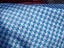 -Katoen stof - Boerenbont ruit (1 cm) - turquoise - 5635-004 - Katoen stof - Boerenbont ruit (1 cm) - turquoise - 5635-004