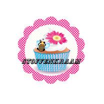 -Full color applicatie Cup Cake fuchsia/blauw - Full color applicatie Cup Cake fuchsia/blauw