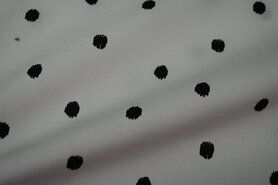 katoenen stoffen met print - Katoen stof - Poplin fantasie dots - off-white/zwart - 0197-003