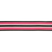 gewevenband - Gewevenband gestreept 20 mm roze-zwart (62701-20-04)