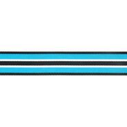 gewevenband - Gewevenband gestreept 20 mm turquoise-zwart (62701-20-06)