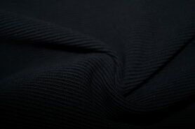 Katoenen tricot stoffen - Tricot stof - Cottoman ribbel - zwart - 0592-999