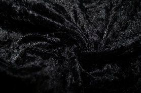 Zwarte stoffen - Velours de panne stof - zwart - 5666-069