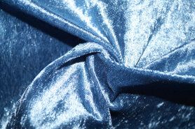 Exclusieve stoffen - Velours de panne stof - jeansblauw - 5666-003
