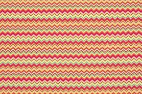 Interieurstoffen - Polyester stof - Interieur en decoratiestof zigzag - roze - 1506-013