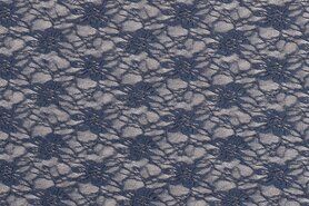 Jeans blauwe stoffen - Kant stof - jeansblauw - 12085-007