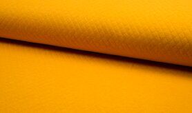 Gele stoffen - Katoen stof - Gestepte tricot diamond - oker - 8242-033