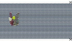 Glitter stoffen - Tricot stof - paneel glitter konijn - donkerblauw - 2061-051