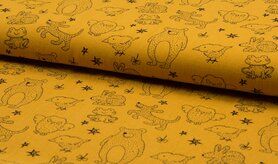 Gele stoffen - Katoen stof - Jenny animals - oker - 2079-085