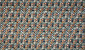 OR stoffen - OR4508-123 Tricot organic bloemen dusty groen 