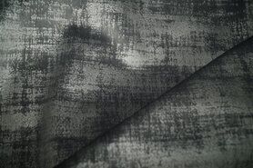 Donkergrijze stoffen - Polyester stof - Interieur- en gordijnstof fluweelachtig patroon - donkergrijs - 340066-E7-X