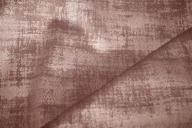 Beige stoffen - Polyester stof - Interieur- en gordijnstof fluweelachtig patroon - donkerbeige/bruin - 340066-F7-X