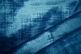 Decoratiestoffen - Polyester stof - Interieur- en gordijnstof fluweelachtig patroon - petrol - 340066-i11-X