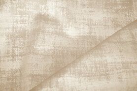 Beige stoffen - Polyester stof - Interieur- en gordijnstof fluweelachtig patroon - lichtbeige - 340066-P2-X