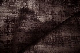 Gordijnstoffen - Polyester stof - Interieur- en gordijnstof fluweelachtig patroon - donkerbruin - 340066-Q5-X