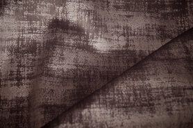 BM stoffen - Polyester stof - Interieur- en gordijnstof fluweelachtig patroon - taupe - 340066-V7-X