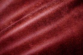Gordijnstoffen per meter - Polyester stof - Interieurstof suedine leatherlook - bordeaux - 322221-D2-X