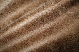 Bruine stoffen - Polyester stof - Interieurstof suedine leatherlook - bruin - 322221-F7-X
