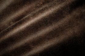 Chocoladebruine stoffen - Polyester stof - Interieurstof suedine leatherlook - chocoladebruin - 322221-Q1-X