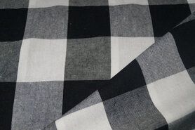 Bluse - Baumwolle großes Karomuster schwarz/weiß