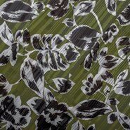 Doorschijnende stoffen - Polyester stof - Floral Satin Lurex Stripe - groen - 16522-219