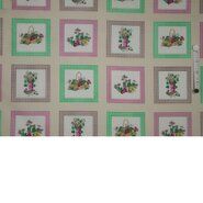 katoenen stoffen met print - Katoen stof - ruit/bloemen - creme/roze/groen - 940046-11