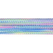 Blauw - Vierkant koord gemeleerd groen/blauw/roze 5mm (95687)