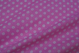 Decoratiestoffen - Katoen stof - noppen roze/wit - LB30