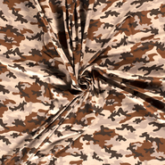 AANBIEDING - Tricot stof - camouflage - ecru/bruin - 14428-051