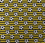 Beddengoed stoffen - Katoen stof - gestreept/voetbal - geel - 15571-033