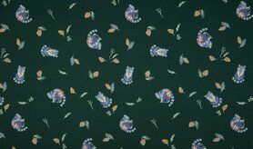 Katoen met elastan stoffen - Tricot stof - wasbeer - donkergroen - 1545-028